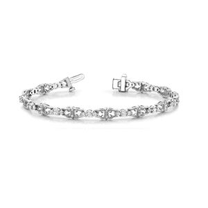 Pulsera de tenis de tres piedras de estilo único de diamante de corte redondo para mujer - Product Image 2