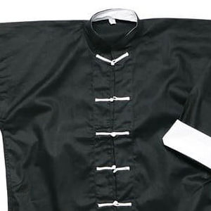 OEM Kung Fu Uniform Black <b>White</b> Frog <b>Buttons</b> | Custom Training Suit Stretch Durable Light Weight Quick Dry Breathable Front - Product Image 2