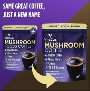VitaCup Mushroom Instant Coffee Medium Roast 100% Arabica & Robusta Instant Coffee | 30 Servings - Product Image 4