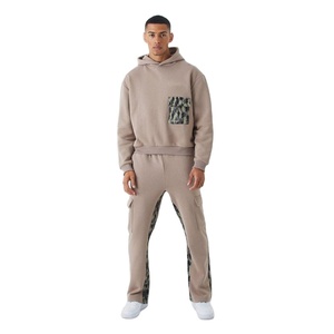 Custom Men's Oversized Boxy Zip Hoodie Flared Sweatpants Set Sun Faded Acid <b>Wash</b> Tracksuits Embroidery Applique Solid Breathable - Product Image 1
