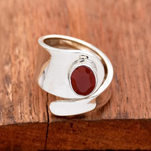 Handmade Carnelian Ring 925 Sterling Silver Adjustable Thumb Open Band <b>Orange</b> Gemstone Ring <b>Gift</b> for Her Everyday Jewelry Styles - Product Image 2