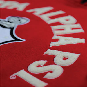 Logotipo personalizado 60% algodón 40% poliéster 350 GSM polar Chenille bordado carmesí rojo KAP pulóver Sudadera con capucha - Product Image 3