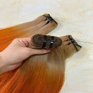 Couleur personnalisée à la mode Style lisse et droit Vierge Extension de cheveux Fait à la main Machine à trame double dessiné double trame - Product Image 3