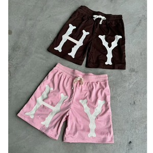 Pantalones cortos desteñidos con Sol Azul de calidad real con diamantes de imitación, pantalones cortos de lavado bordados desgastados con estampado personalizado - Product Image 4