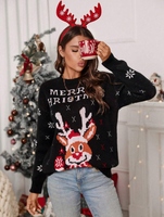 Pull de Noël tricoté Jacquard personnalisé de haute qualité motif flocon de neige renne chaud famille correspondant pull d'hiver