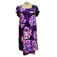 Fleur Imprimer Polynésien Micronésie Mumu Personnalisé Mumus Robe Micronésienne À Manches Courtes Maxi Hawaii Robe Élégante