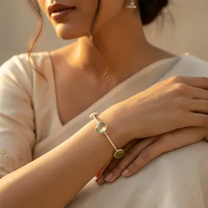 Pulsera de Plata de Ley 925 con Peridoto para Mujer, Joyería con Piedras Preciosas - Product Image 1