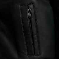 Blouson Bomber Classique Noir en Cuir Véritable pour Homme, Style Moto Vintage, avec Bouton Unique, Résistant à l'Humidité