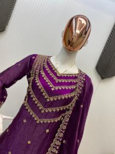 Recién llegado, conjunto de Kurta de seda de Bollywood para mujer, traje Dupatta bordado para fiesta de verano, traje de tendencia, precio barato, oferta a granel - Product Image 6