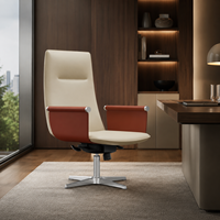 Chaise de bureau de direction en cuir PU, ergonomique, dossier haut, siège pivotant avec accoudoirs roulés, fournisseur OEM