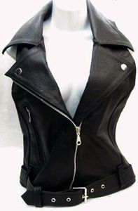 Chaleco de cuero para mujer con detalles de tinte de inmersión Premium Chalecos genuinos recortados casuales a elegantes - Product Image 3