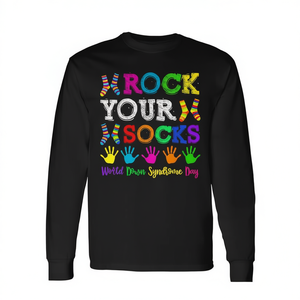 Camiseta de manga larga para la concienciación sobre el Día Mundial del Síndrome de Down, camiseta promocional Rock Your Socks - Product Image 2