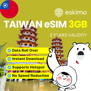 ESIM locale Top Nouveau S-TW-03 Eskimo Blue Smartphones (Aucune carte SIM physique requise) Voyage numérique Taiwan Data - 3 Go - Product Image 4