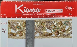 Bordado de tela de encaje de tejido multicolor de 9 metros, estilo tradicional de lujo, diseño de acabado de tela mejorado, estilo Simple elegante - Product Image 2