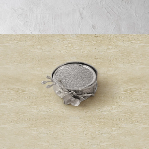 Luxury Silver Metal <b>Coaster</b> with Floral Design Elegant <b>Drink</b> <b>Coaster</b> for Home & Office Decor - Product Image 1