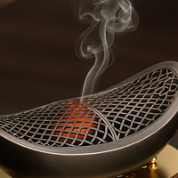 Brûleur d'encens Bakhoor en métal de luxe avec un design supérieur en maille incurvée, porte-charbon Oud arabe pour une utilisation à domicile au Moyen-Orient et au Golfe