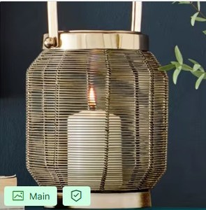 <b>Set</b> of 2 Rose Gold Wire <b>Lanterns</b> Elegant Modern Design for Ambient Lighting and Stylish Home Decor - Product Image 5