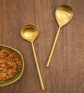 High Quality Metal <b>Gold</b> Handmade <b>Serving</b> Set Designing Handle <b>Spoon</b> In Lowest Price - Product Image 3