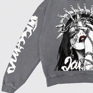 Personalizado de primera calidad de los hombres DTF impresión desgastada suelta recortada gota hombro casual hombres Sudadera con capucha 2025 - Product Image 5