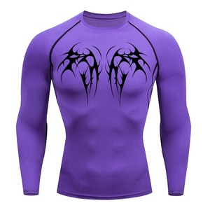 T-shirt de sport chemise de course à séchage rapide haut de Compression à manches longues t-shirt de gymnastique hommes Fitness serré Rashgad 3305 - Product Image 3