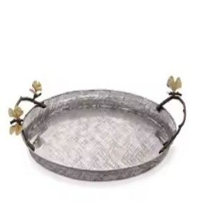 ทําจากไม้ทรงกลมถาดเสิร์ฟอาหารคุณภาพดีลักซ์สีน้ําตาลเข้มถาดเสิร์ฟอาหารสําหรับซัพพลายเออร์ขายส่ง - Product Image 2