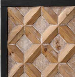 ตู้ไม้ 4 บานสไตล์เรียบง่าย พร้อมลวดลายแกะสลักเรขาคณิต ตู้ข้างเตียงพร้อมกรอบสีดำ สำหรับห้องนั่งเล่น วิลล่า และห้องต่างๆ - Product Image 5