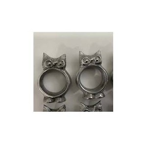 Silver Solid Metal Antique Polished Embossed owl Design Table Decoration exquisite hotel Napkin <b>ring</b> design royal look - Product Image 1