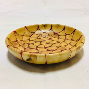 Bol en résine en bois avec incrustation de ligne verte motif rond en bois plat de service décoratif pour table à manger cuisine et cadeau - Product Image 6