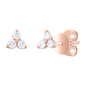 Pendientes de tuerca de diamantes de moda para mujer 18kt Amarillo Blanco oro rosa-ropa tradicional regular para boda - Product Image 2