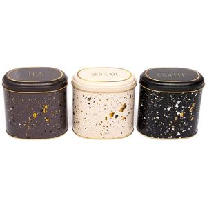 ชุดกล่องเก็บโลหะรูปไข่1.4L 140x120x130มม. (ชุด3ชิ้น) การออกแบบ Terrazo Terrazo - Product Image 1