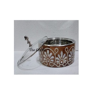 Marmite moderne en bois et en acier avec couvercle en verre marmite de service pour mariage et hôtel à bon prix - Product Image 5