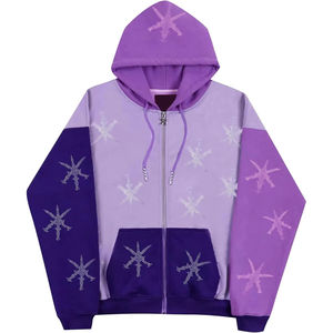 Sudadera con Capucha Extra Grande con Lavado Ácido y Pedrería, Sudadera de Felpa de Algodón para Hombre y Mujer, Ropa Urbana, Sudadera con Logotipo Personalizado para Gimnasio - Product Image 1