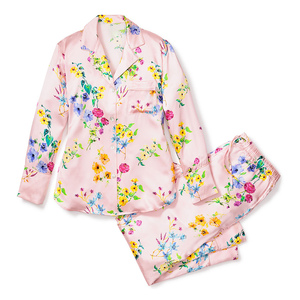 Venta al por mayor de alta calidad de las mujeres Sexy ropa de dormir de dos piezas Conjunto de pijama frontal suave satén Spandex Algodón ligero verano - Product Image 5