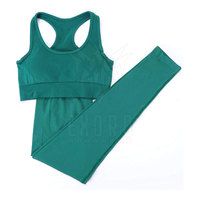 Conjunto de Yoga para Mujer de 2 Piezas, Ecológico, con Patrón Sólido, Ligero, Transpirable, de Secado Rápido, Sujetador Deportivo Acolchado, Sin Costuras, Elástico