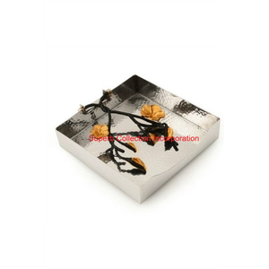 Élégant porte-serviettes en blé doré, boîte à mouchoirs en acier inoxydable et laiton en métal de luxe pour accessoire de décoration intérieure fait à la main - Product Image 2