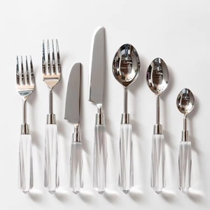 Latest Decorative Metal Cutlery Set with Grey <b>Acrylic</b> Handle Gold Finished for Home & Hotels Dinnerware Flatware Sets - Product Image 2