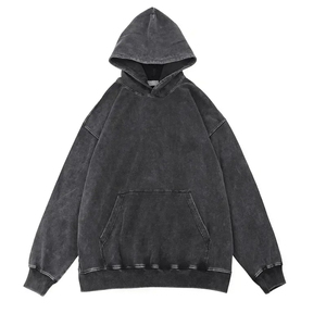 Mode streetwear, vêtements pour hommes, sweat-shirts vintage noirs délavés à l'acide, 100% coton, sweat-shirts surdimensionnés pour hommes, style hip-hop, épaules tombantes - Product Image 1