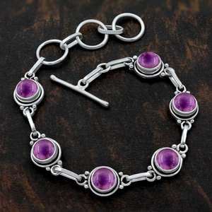 สร้อยพลอยอเมทิสต์สีเงินสเตอร์ลิงทำมือกำไลข้อมือเทนนิสทำจากเงินแท้925สวยงามเครื่องประดับเงินสเตอร์ลิง - Product Image 2