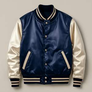 Custom Nylon Satin Bomber Varsity Jacket bordado rojo Lettermen chaqueta para los hombres - Product Image 1