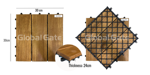 Modernas baldosas de madera de acacia para terraza, de 300x300 mm, antideslizantes, impermeables, lisas, de doble color, para exteriores, jardín, patio trasero. - Product Image 5