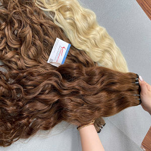 Trame de cheveux à la machine Extensions de cheveux humains vietnamiens Trame ondulée naturelle Couleur de cheveux bruns et blonds - Product Image 3