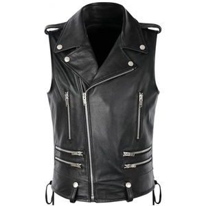 Gilet de moto en cuir de vachette véritable de haute qualité pour hommes avec maillot de course Style Club gilet à pression personnalisé nouveau Design - Product Image 4