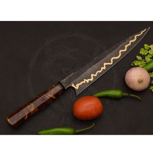 Cuchillo de Chef dorado Estilo japonés Herramientas de cocina hechas a mano Primavera Acero Resina Madera Cuchillo de cocina japonés hecho a mano - Product Image 2