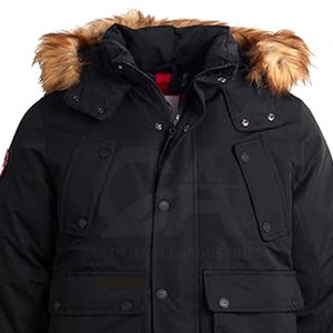 Chaqueta de Invierno Impermeable con Capucha y Piel Sintética para Hombre, con Logotipo Frontal, Suministro OEM de Alta Calidad - Product Image 5
