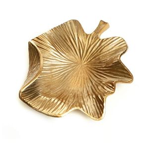 New Arrival Leaf Shape Modern Metal Food <b>Serving</b> Display <b>Tray</b> <b>Gold</b> Plated for <b>Serving</b> & Display Food Home Dining Tabletop Deco - Product Image 1