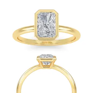 Stella çerçeve seti yüksek profil Lab yetiştirilen elmas tek taş nişan yüzüğü 14k sarı altın kadın anneler günü hediyeleri