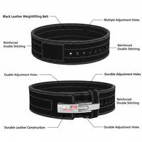 Ceinture de musculation en cuir de qualité supérieure Rexfit avec boucle à levier réglable, boucle de musculation et soutien du dos