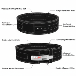 Cinturón de Levantamiento de Pesas de Cuero Premium Rexfit con Hebilla de Palanca Ajustable, Soporte para la Espalda y Levantamiento de Pesas - Product Image 4