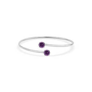 Brazalete de moda flexible de plata amatista para mujer - Product Image 4