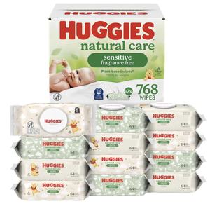 Couches pour bébés Huggies, toutes tailles, prêtes à être expédiées, Newborn, Little Snugglers, Little Movers, Natural Care Sensitive Baby - Product Image 1